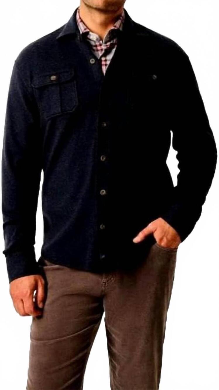 NEW JOHNNIE-O briggs stretch flannel lodge shirt in navy